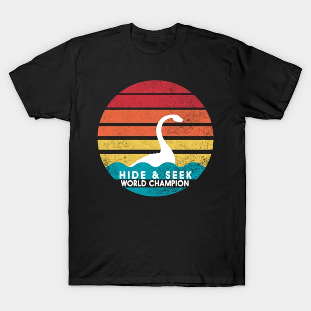 Retro Hide and Seek Champion The Loch Ness Monster Tshirt T-Shirt by CMDesign